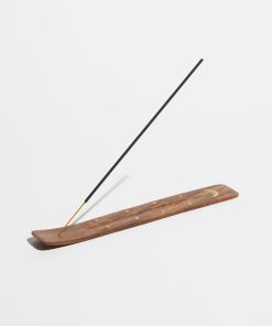 Brass Inlay Wood Incense Holder
